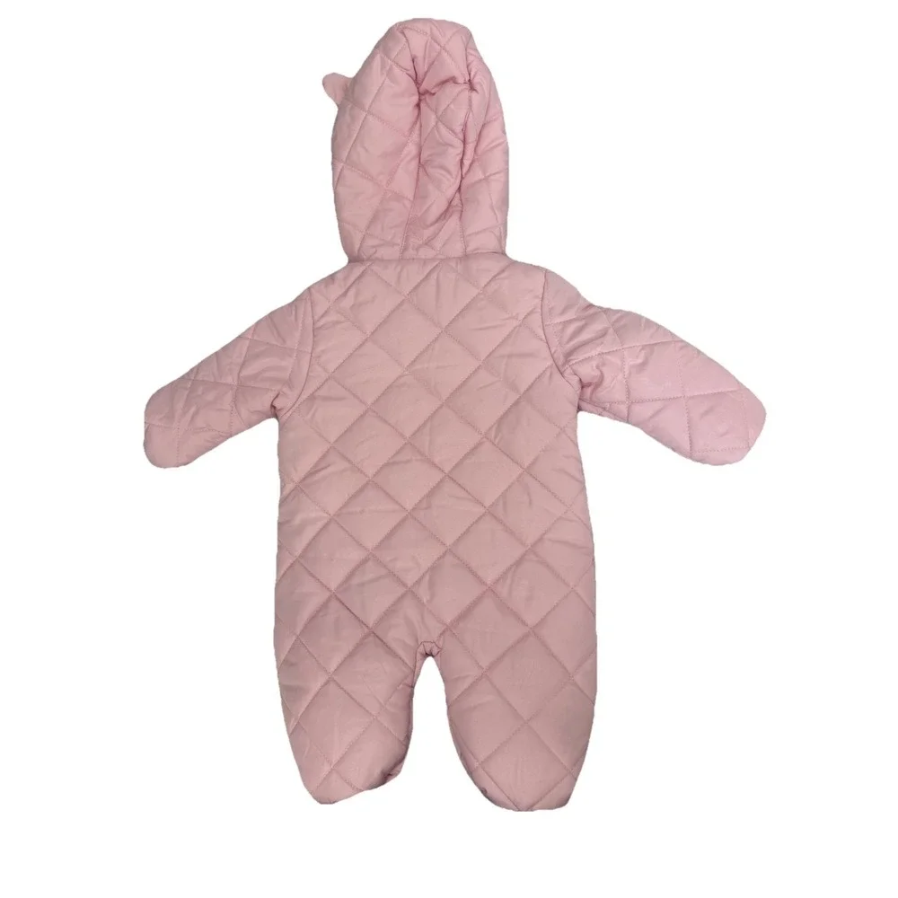 Wippette Baby Girl Fleece Bunny Embroidery Pink Bunting Snowsuit Hooded 0-3 Mon